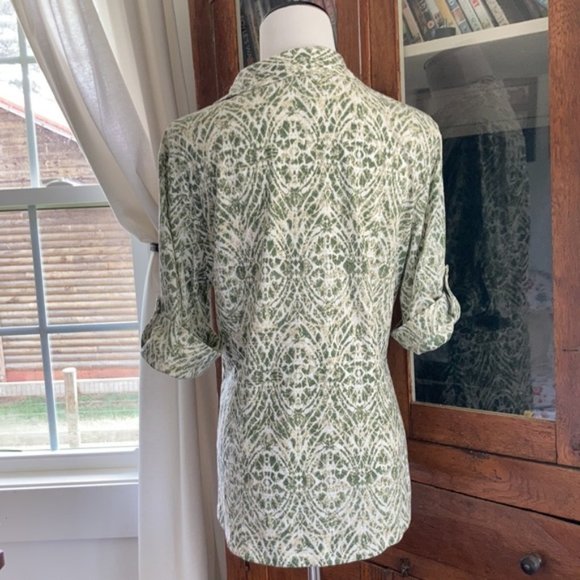 Cathy Green/Cream Pullover Top, Size L - Picture 4 of 6